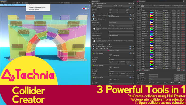 Unity3d插件:Technie对撞机创建者Technie Collider Creat